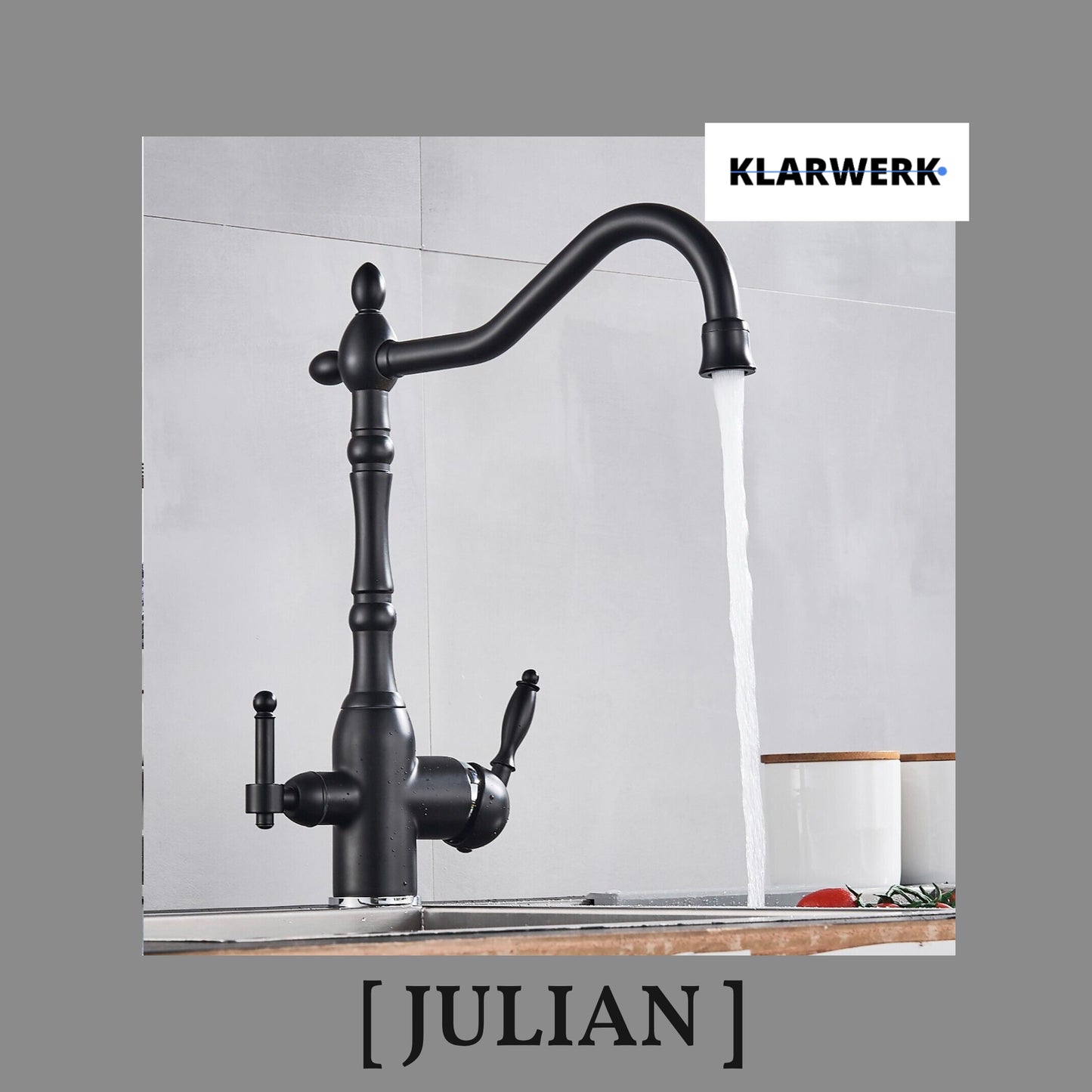 Vintage 3 Wege Küchenarmatur "Julian" - Schwarz (matt)