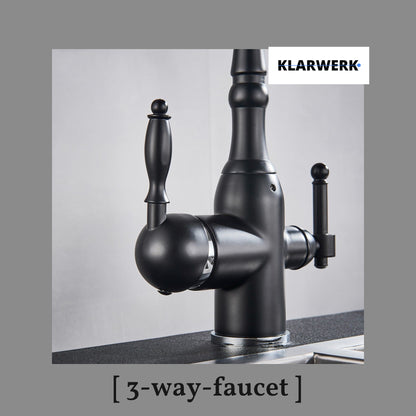 Vintage 3 Wege Küchenarmatur "Julian" - Schwarz (matt)