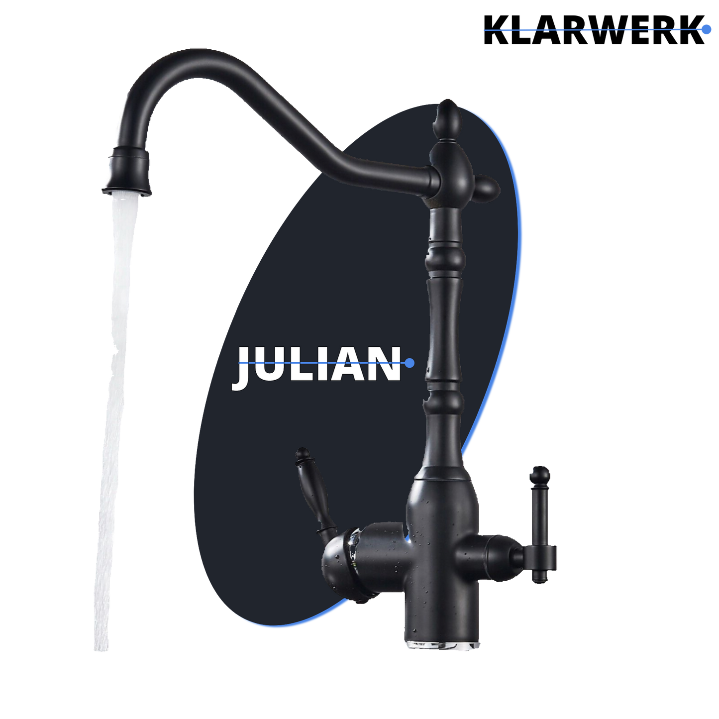 Vintage 3 Wege Küchenarmatur "Julian" - Schwarz (matt)