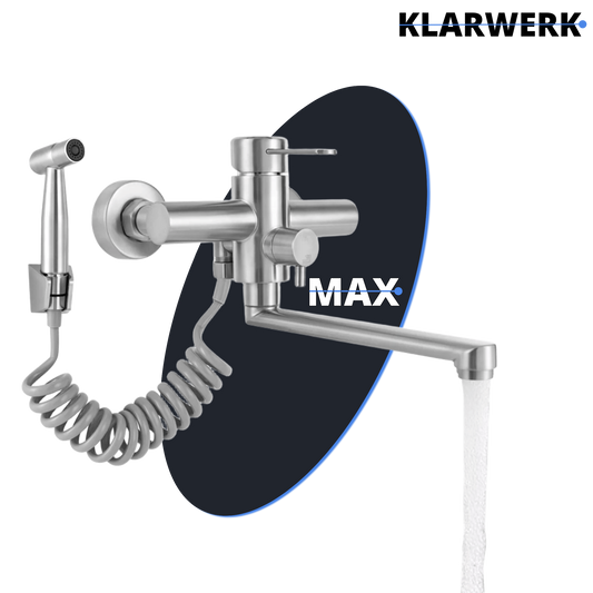 Wandarmatur mit Handbrause "Max" - Silber (gebürstet)