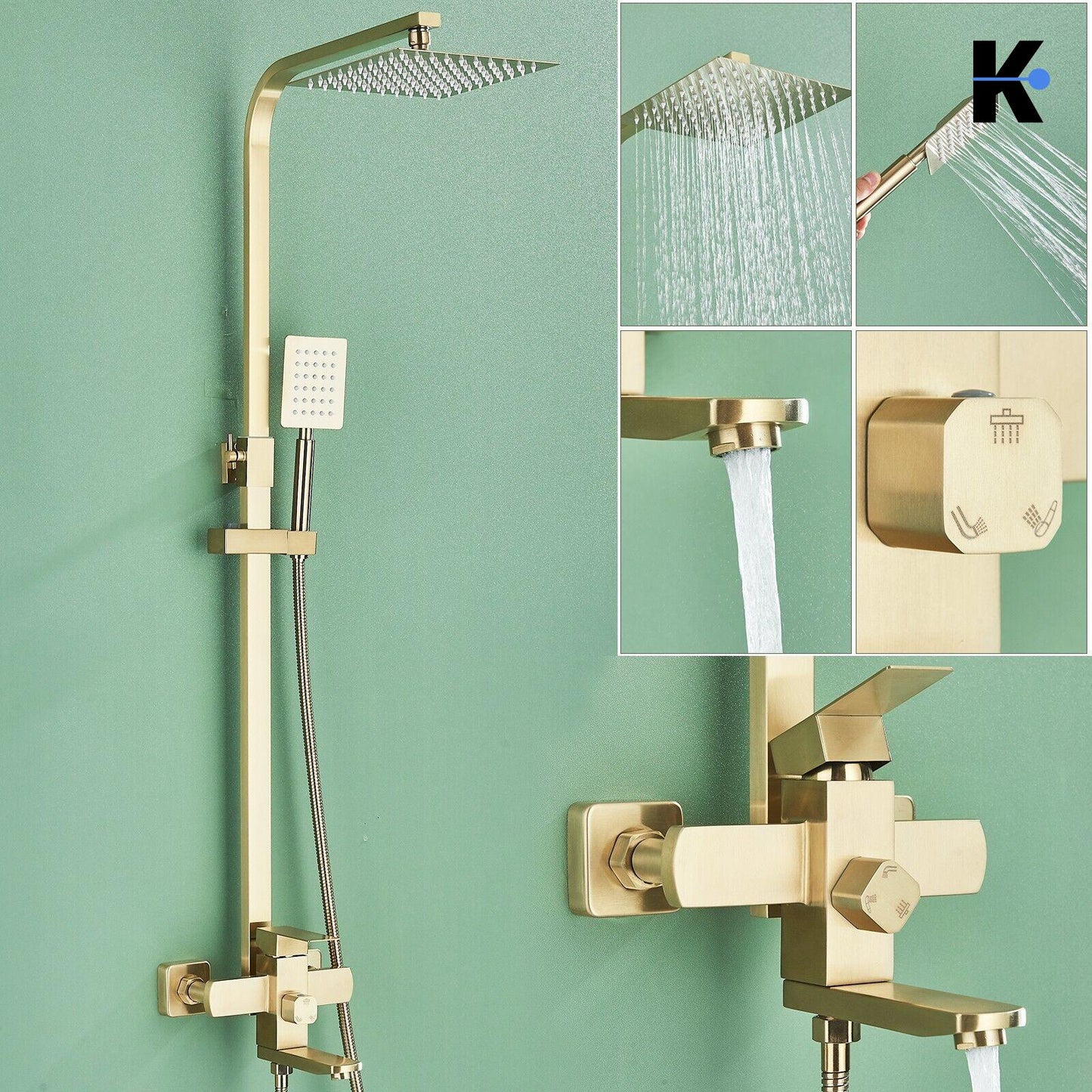 Regendusche Duscharmatur Set "Lana" - Gold