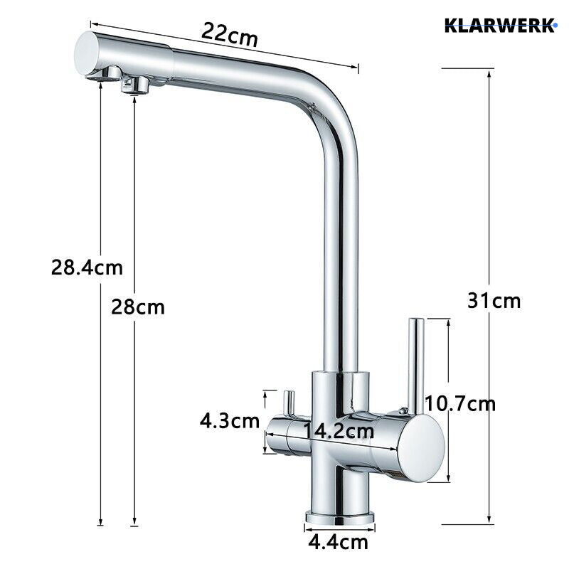 3 Wege Küchenarmatur "Felix" - Chrom (glänzend)
