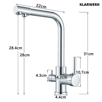 3 Wege Küchenarmatur "Felix" - Chrom (glänzend)