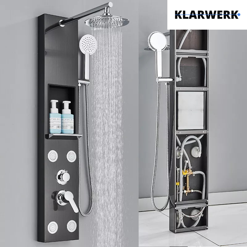 Duschpaneel Regendusche Set "BEN" - Schwarz (gebürstet)